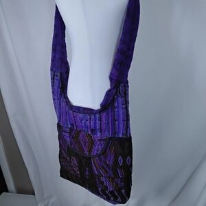 Mongolian Made Bag Purse Crossbody Purple Patterned Tote Bag